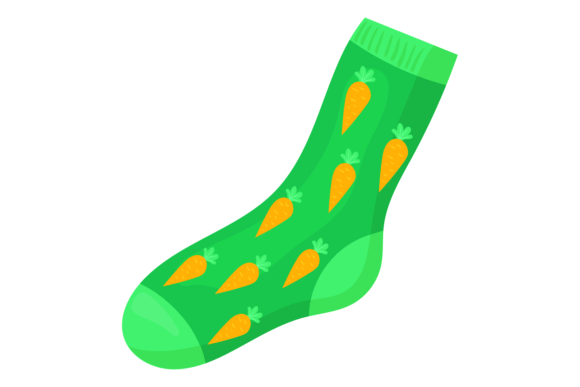 Download Sock with Funny Pattern. Cartoon Green F - Sock Collection