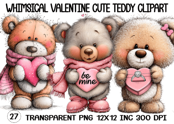 Download Whimsical Valentine Cute Teddy Clipart - Cute teddy clipart Collection