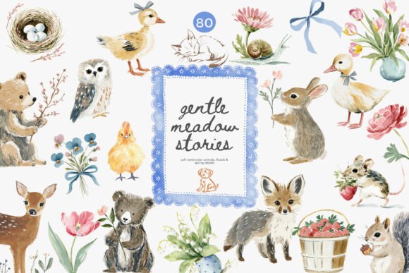 Download Watercolor Spring Nursery Clipart Set - Nursery clipart Collection