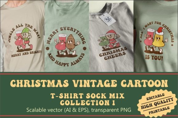 Download Christmas Sock Mix Vintage Cartoon - Sock Collection