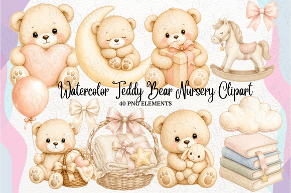 Download Watercolor Teddy Bear Nursery Clipart - Nursery clipart Collection