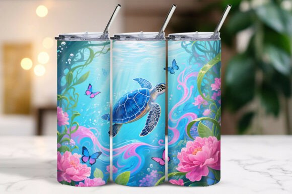 Download Fantasy Floating Turtle Ocean Tumbler - Premium Resources