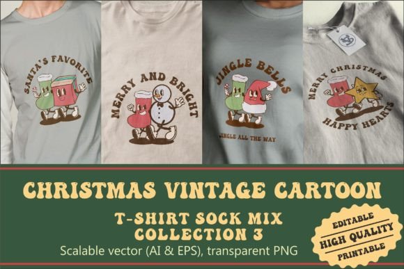 Download Christmas Sock Mix Vintage Cartoon - Sock Collection