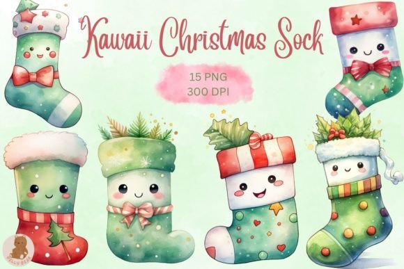 Download Kawaii Christmas Sock Sublimation - Sock Collection