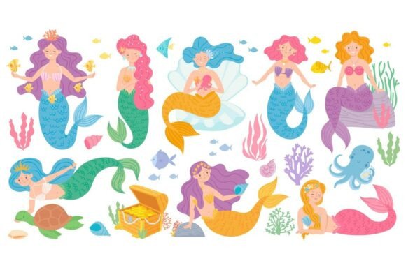 Download Cute Mermaids. Fairytale Underwater - Premium Bundle