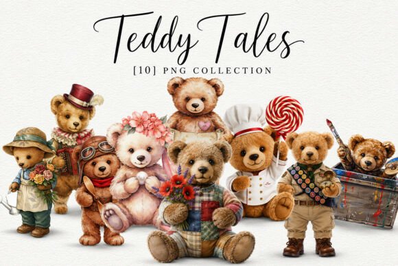 Download 10 Cute Teddy Clipart PNG Bundle - Cute teddy clipart Collection